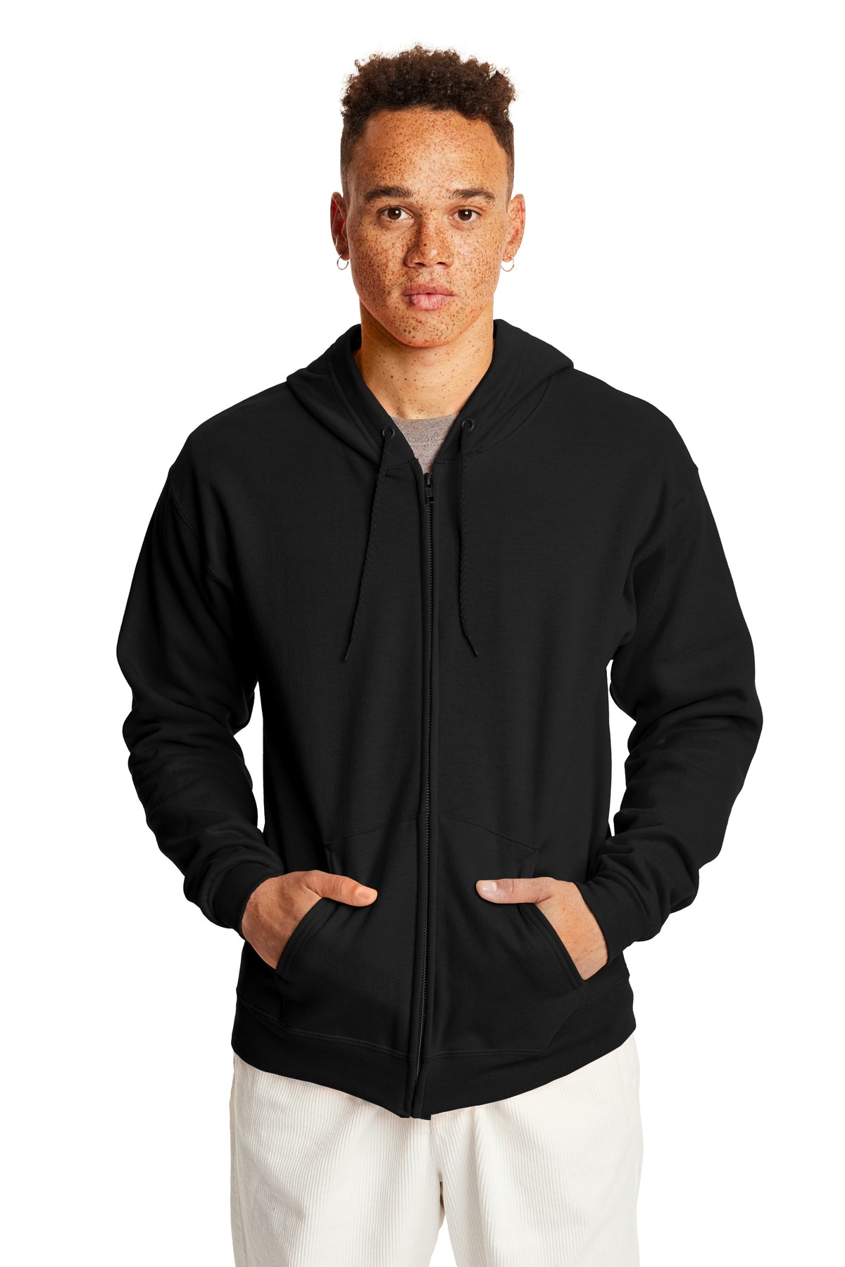 Hanes P180 - EcoSmart® 50/50 Full-Zip Hoodie - Black