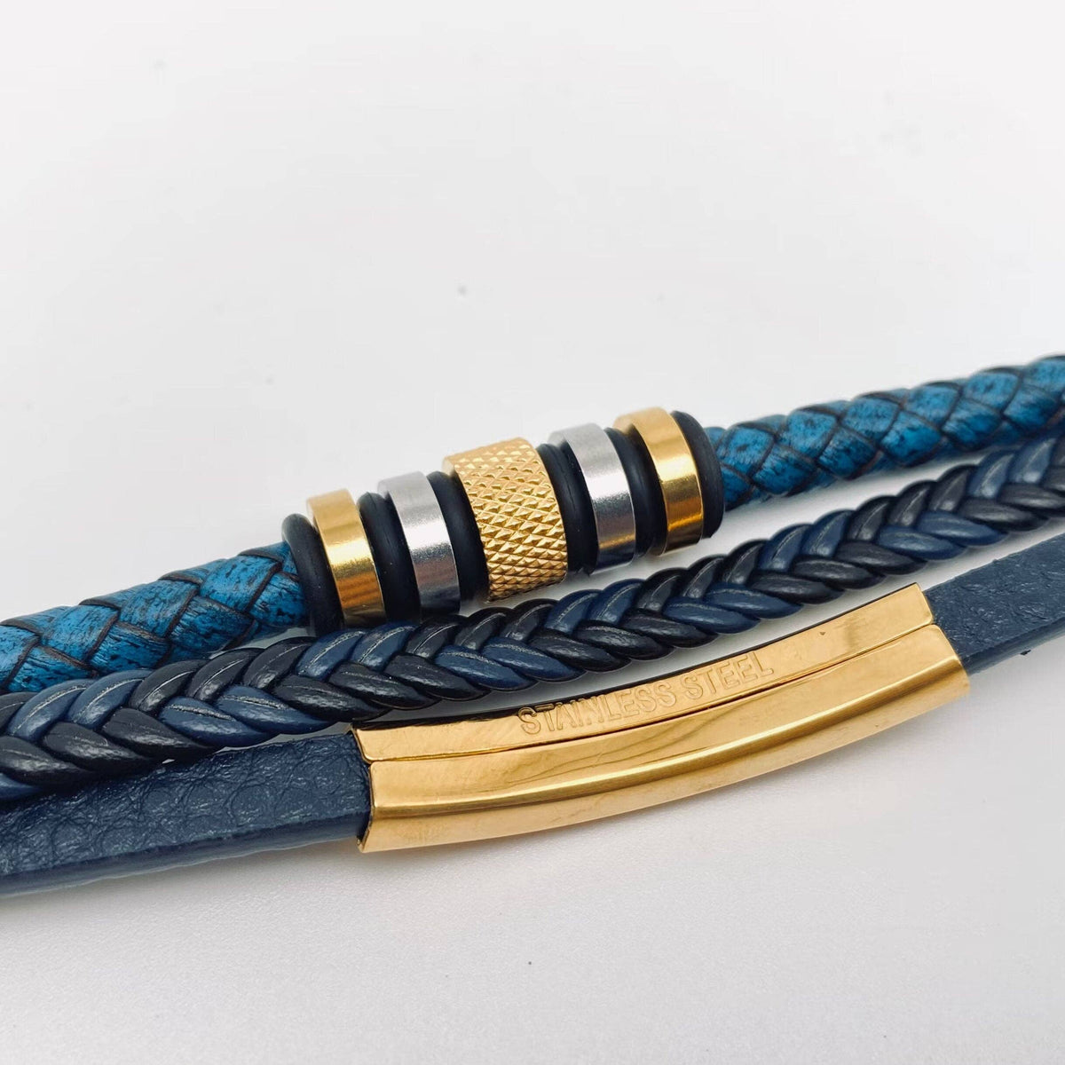 Hand-woven Leather Stainless Steel Bracelet