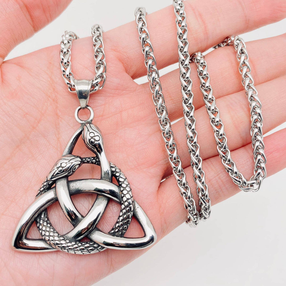 Viking Snake Celtic Knot Stainless Steel Necklace