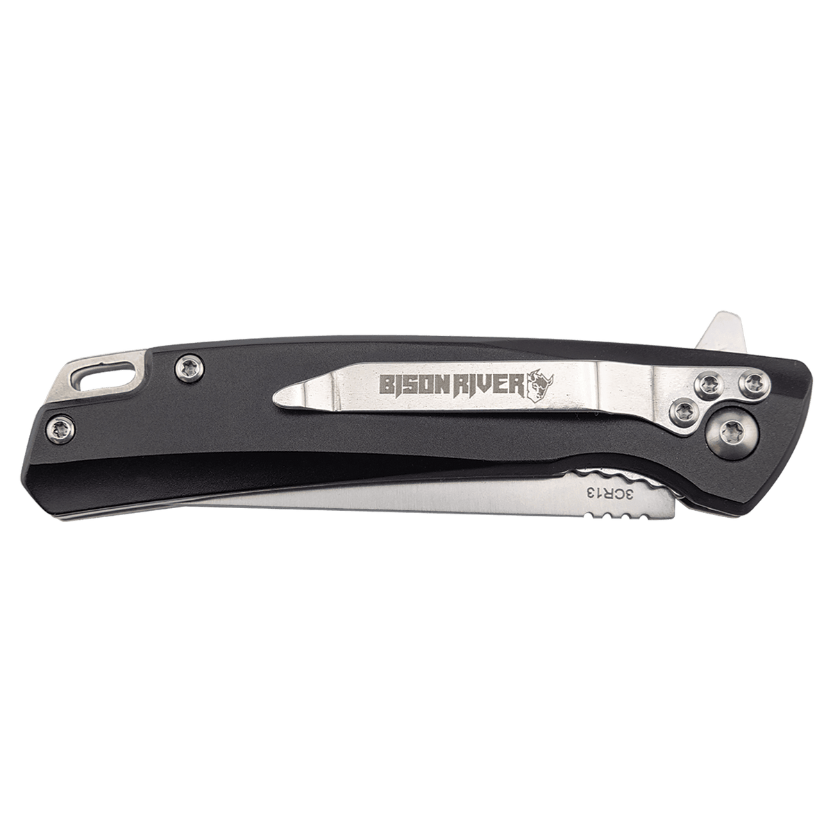 Bison River 4" Black Everyday Carry Knife with Ball Bearing Open Mechanism