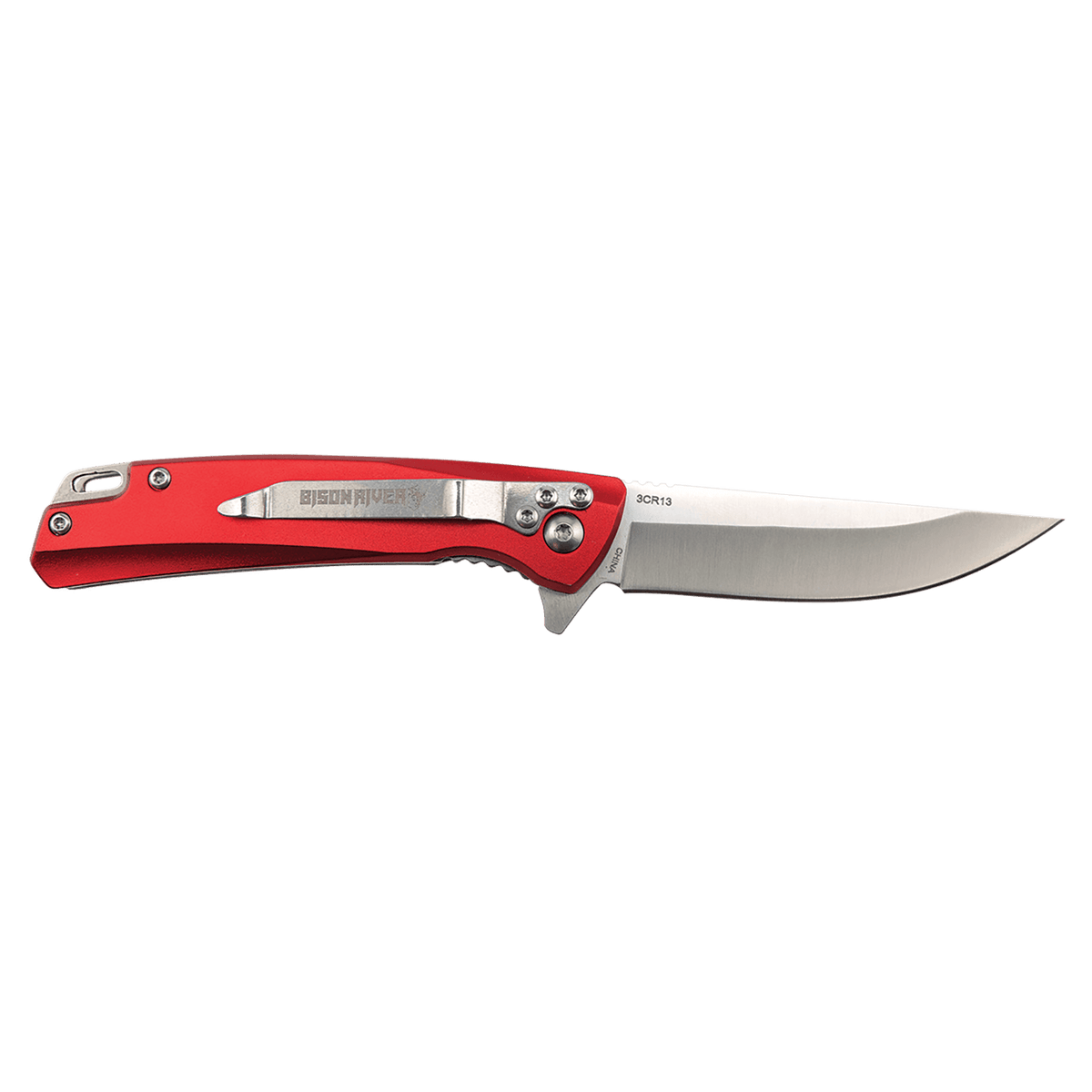 Bison River 4" Red Everyday Carry Knife with Ball Bearing Open Mechanism