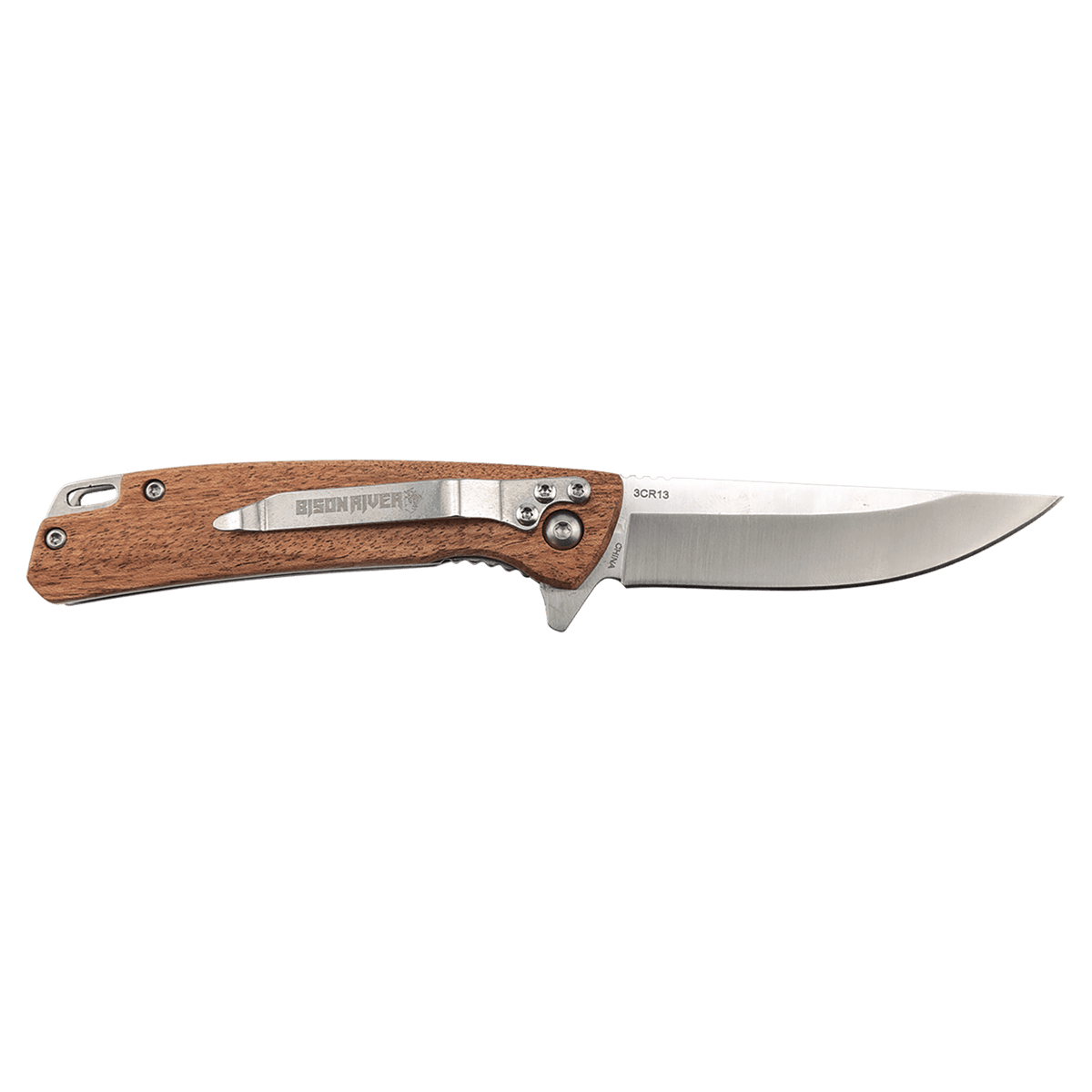 Bison River 4" Wood Everyday Carry Knife with Ball Bearing Open Mechanism