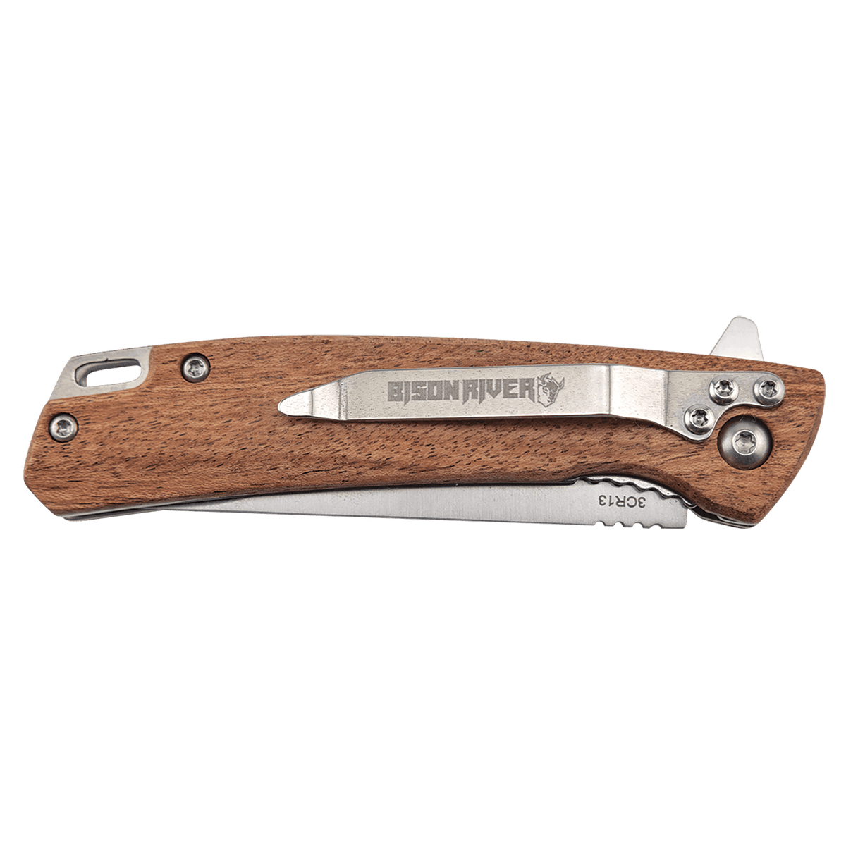 Bison River 4" Wood Everyday Carry Knife with Ball Bearing Open Mechanism