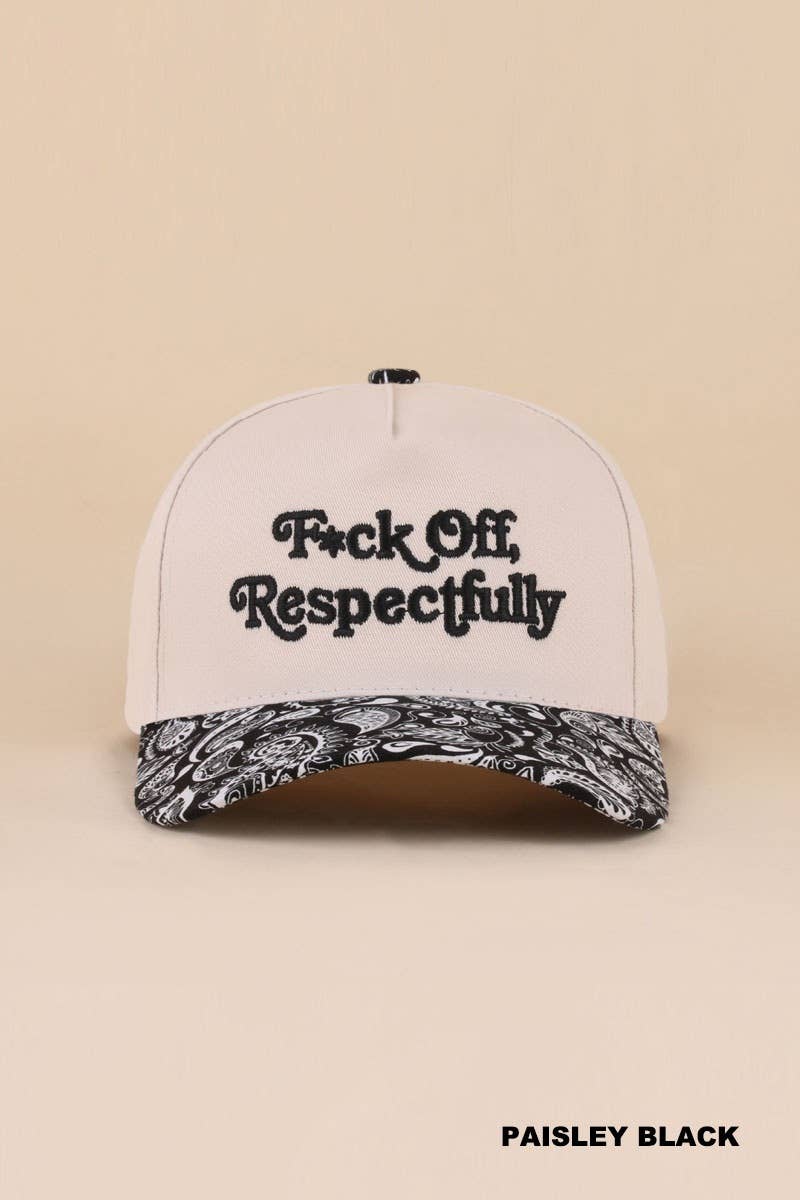 "F*ck Off Respectfully" Two Tone Canvas Cotton Cap