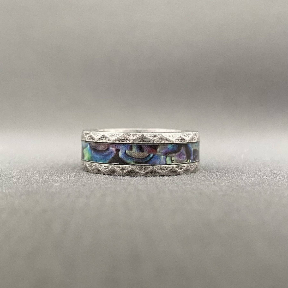 Abalone Shell Viking Rune Stainless Steel Ring