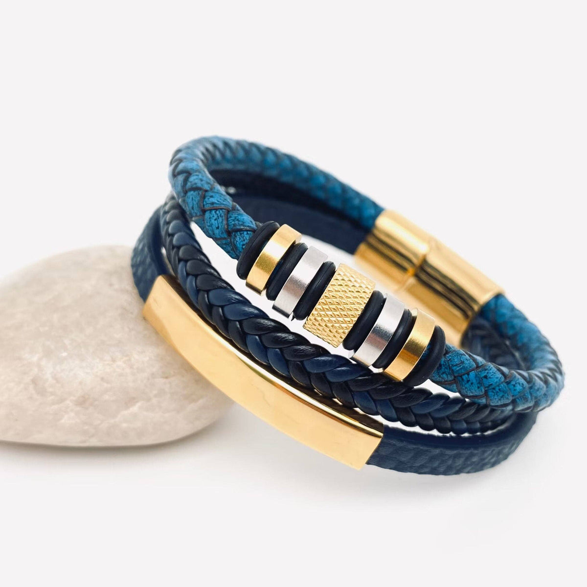 Hand-woven Leather Stainless Steel Bracelet