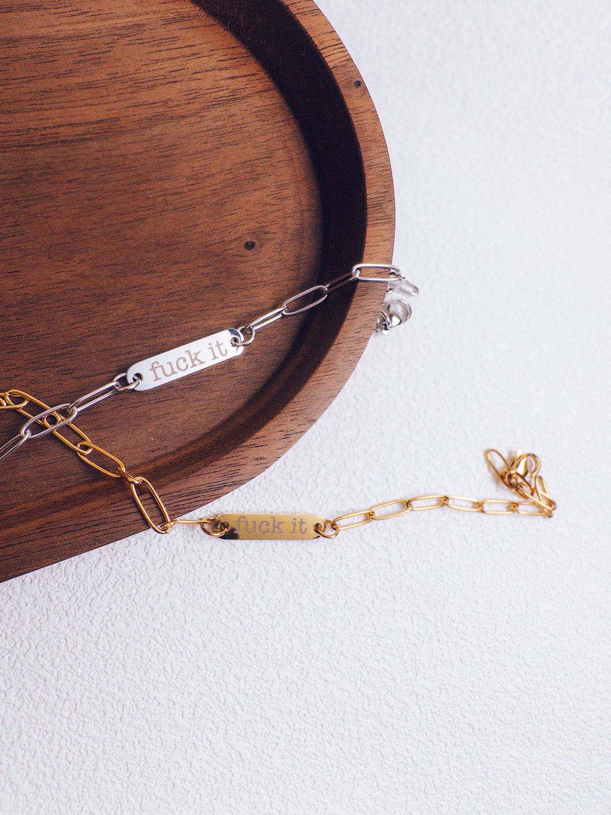 F*ck It Engraved Bar Bracelet