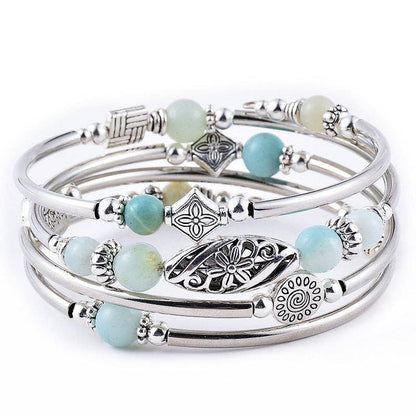 Natural Stone Wrap Beaded Bracelet Bangle