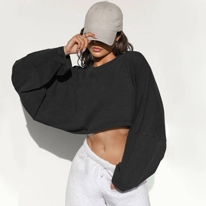Cross-Border Exposed Button Crew Neck