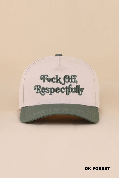 "F*ck Off Respectfully" Two Tone Canvas Cotton Cap