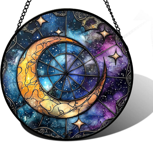 Glass Suncatcher - Galaxy Moon