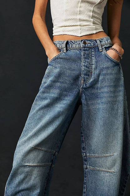 Wide Leg Jeans High Waist Loose Fit