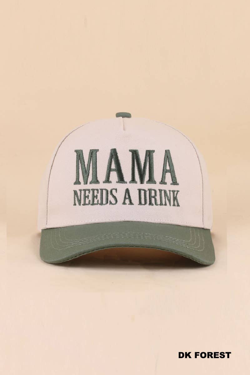 "Mama Needs A Drink" Two Tone Snapback Hat