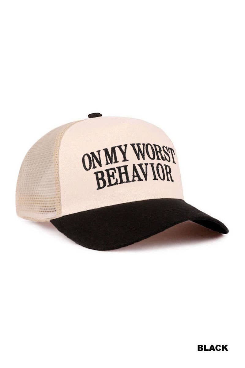 On My Worst Behavior Two Tone Mesh Snapback Hat