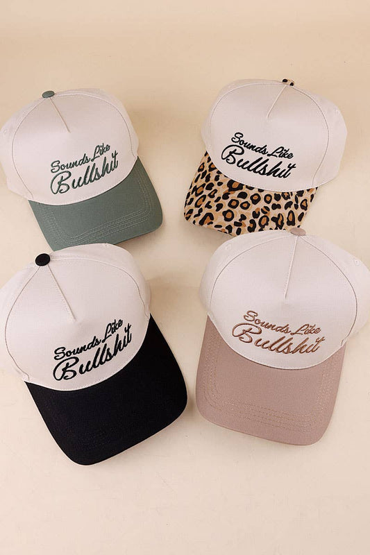 "Sounds Like Bullshit" Two Tone Canvas Cotton Cap