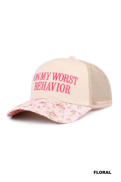 On My Worst Behavior Two Tone Mesh Snapback Hat