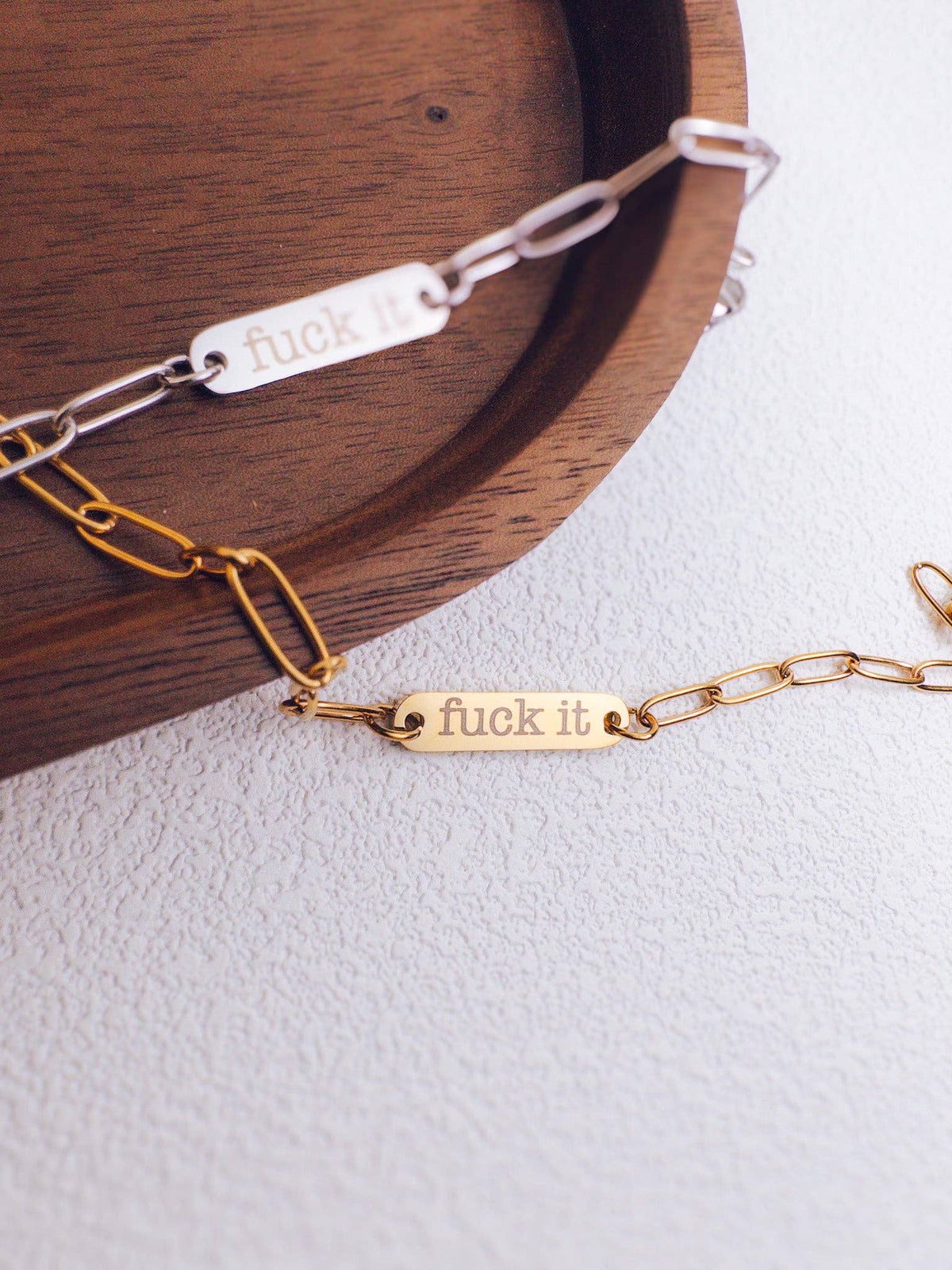 F*ck It Engraved Bar Bracelet
