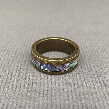 Abalone Shell Viking Rune Stainless Steel Ring