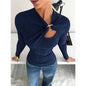 Ribbed Metal Buckle Ruched Slim Fit Top