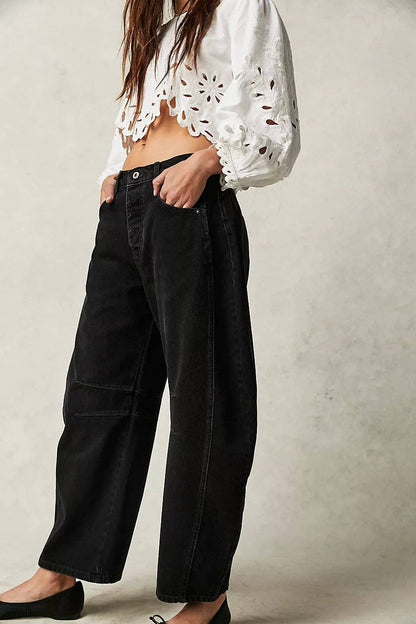 Wide Leg Jeans High Waist Loose Fit