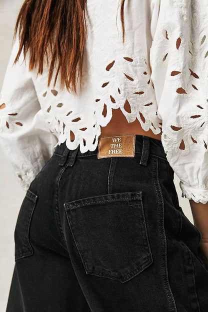 Wide Leg Jeans High Waist Loose Fit