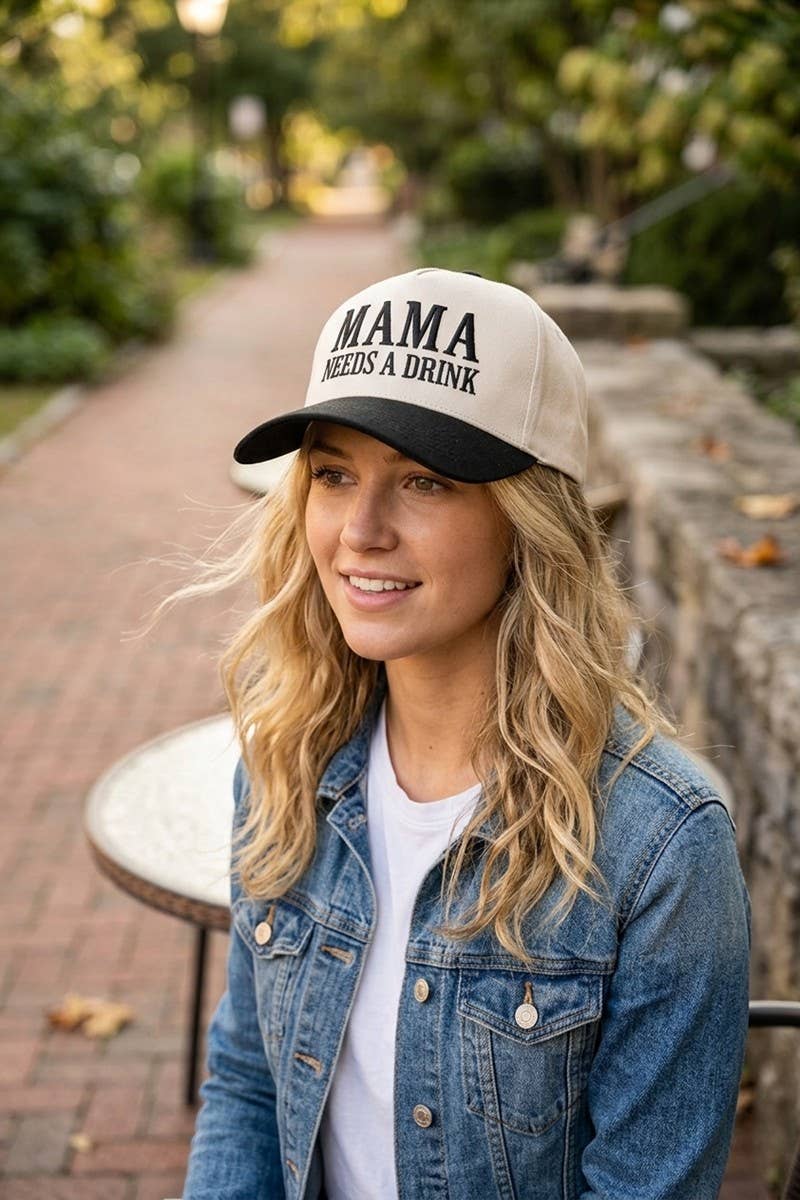 "Mama Needs A Drink" Two Tone Snapback Hat