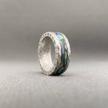 Abalone Shell Viking Rune Stainless Steel Ring
