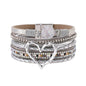 Multi-Layer Heart Charm Bangle Bracelets