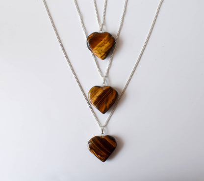 Crystal Heart Pendants | Tiger Eye | Healing Stones Jewelry