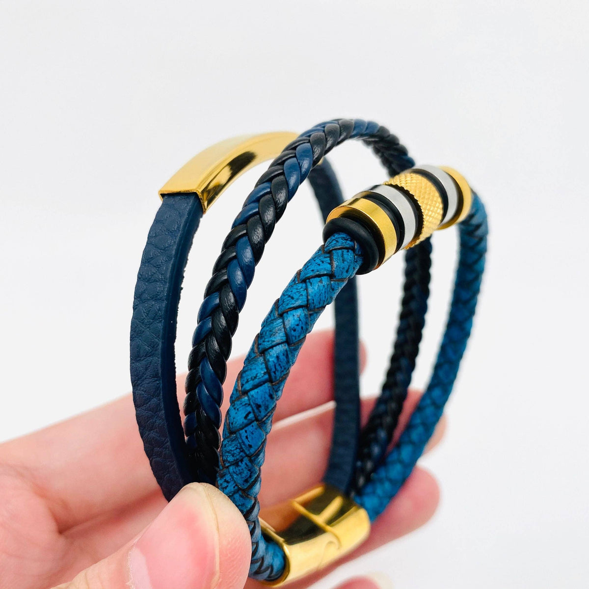 Hand-woven Leather Stainless Steel Bracelet