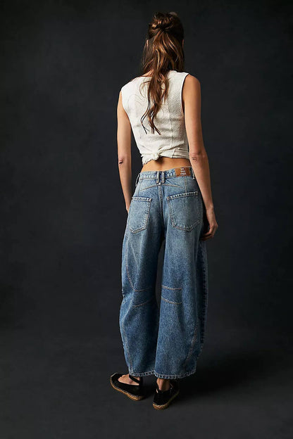 Wide Leg Jeans High Waist Loose Fit