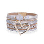 Multi-Layer Heart Charm Bangle Bracelets