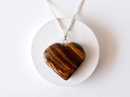 Crystal Heart Pendants | Tiger Eye | Healing Stones Jewelry