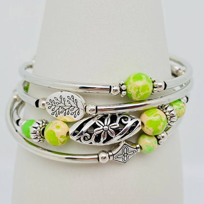 Natural Stone Wrap Beaded Bracelet Bangle
