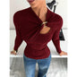 Ribbed Metal Buckle Ruched Slim Fit Top