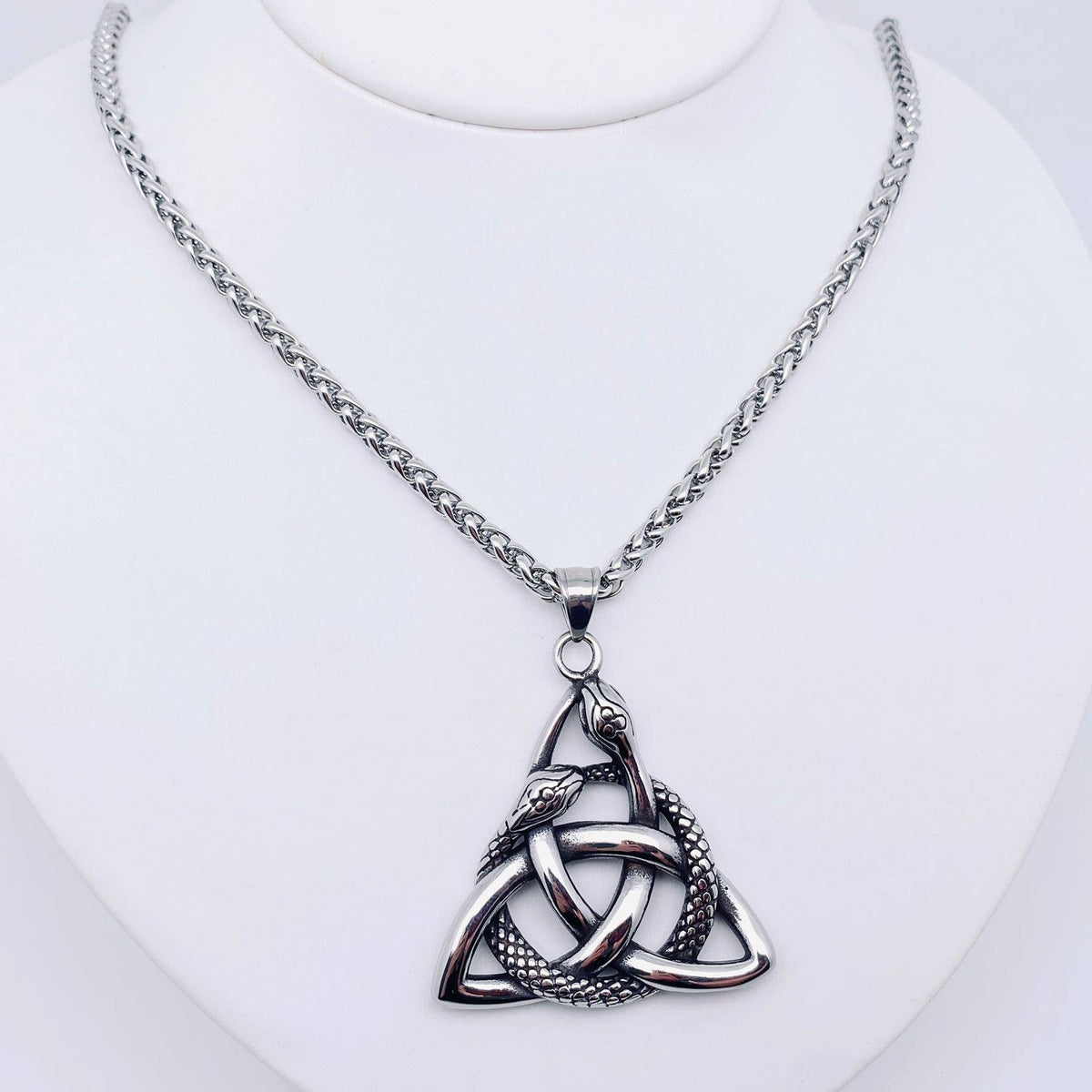 Viking Snake Celtic Knot Stainless Steel Necklace