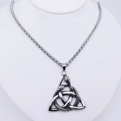 Viking Snake Celtic Knot Stainless Steel Necklace