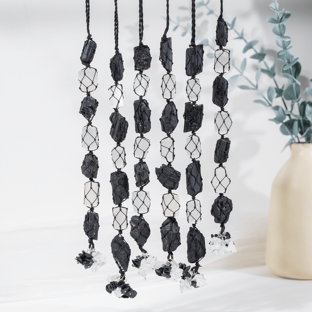 Car Hanger | Black Tourmaline | Selenite Crystal Hanger