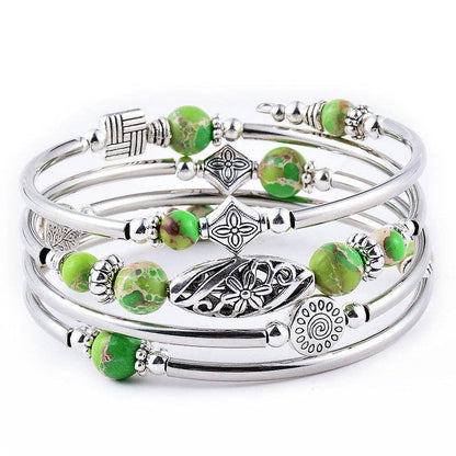 Natural Stone Wrap Beaded Bracelet Bangle