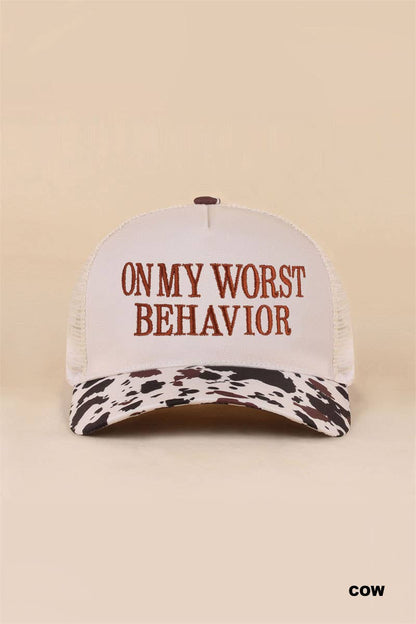On My Worst Behavior Two Tone Mesh Snapback Hat