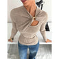 Ribbed Metal Buckle Ruched Slim Fit Top