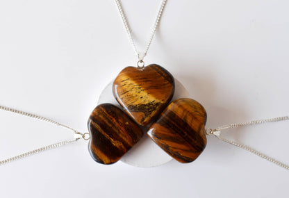 Crystal Heart Pendants | Tiger Eye | Healing Stones Jewelry