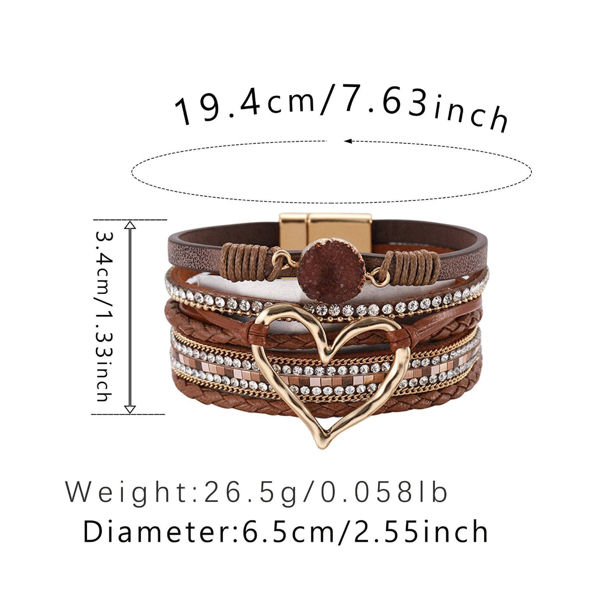 Multi-Layer Heart Charm Bangle Bracelets