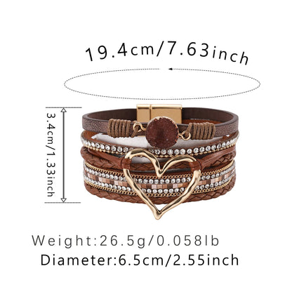 Multi-Layer Heart Charm Bangle Bracelets