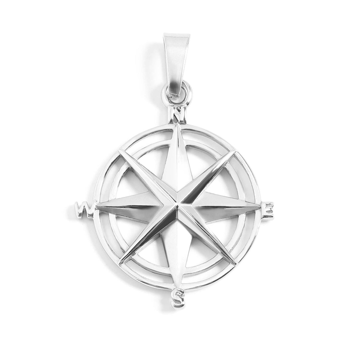 Stainless Steel Compass Rose Pendant for Men & Women