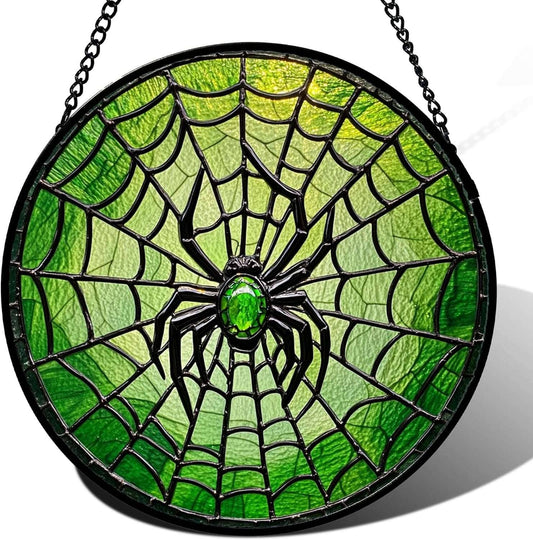 Glass Suncatcher - Spider & Web