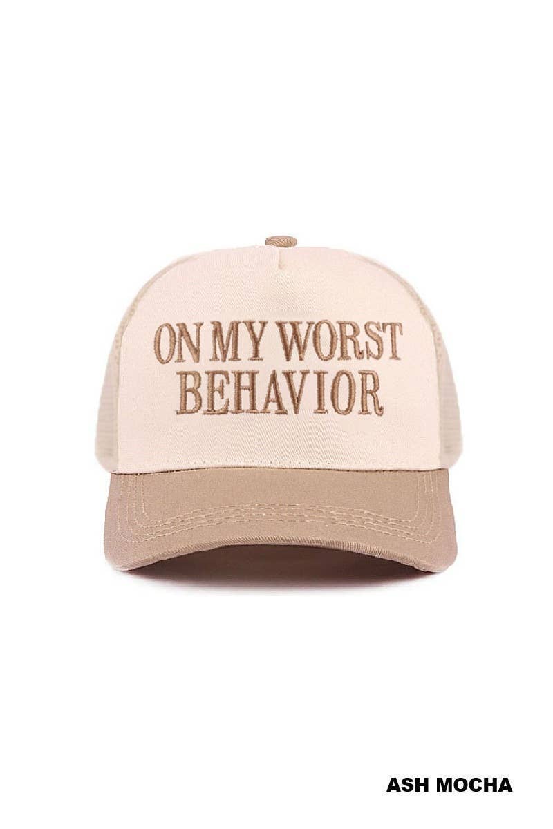On My Worst Behavior Two Tone Mesh Snapback Hat