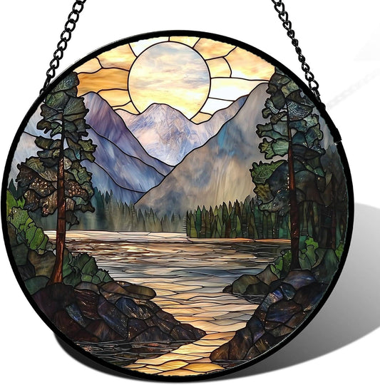 Glass Suncatcher - Forest Lake View