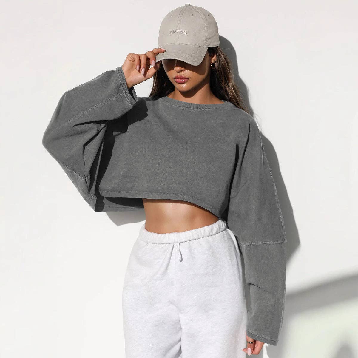 Cross-Border Exposed Button Crew Neck