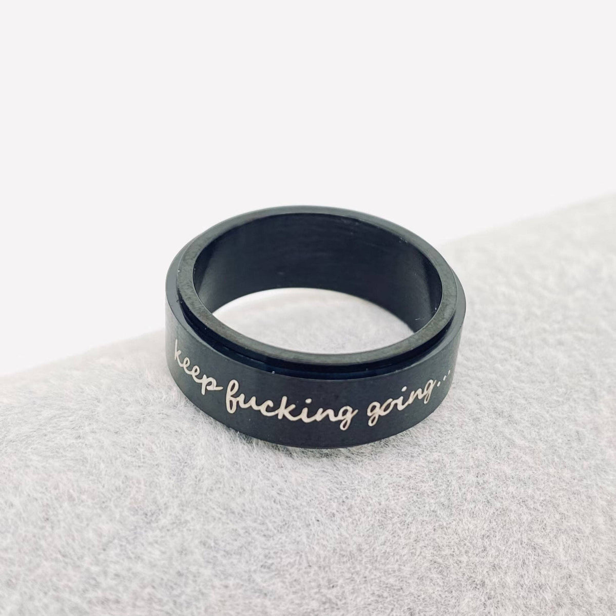 "Keep Fucking Going" Rotatable Stainless Steel Ring